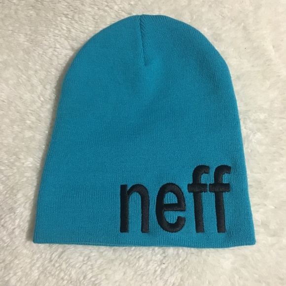 🍂Neff Bright Blue Cyan Unisex Block Letter Beanie - Picture 2 of 6